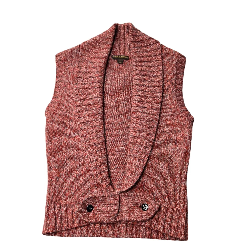 Citizens of Humanity Two-Button Wool Shawl Collar Sweater Vest‎